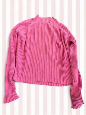 Relativity Bright Pink Ribbed Mock Turtleneck Sweater